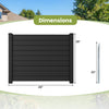 Black 48 x 38 inch air conditioner fence with dimensions, featuring durable PP material and galvanized metal stakes.