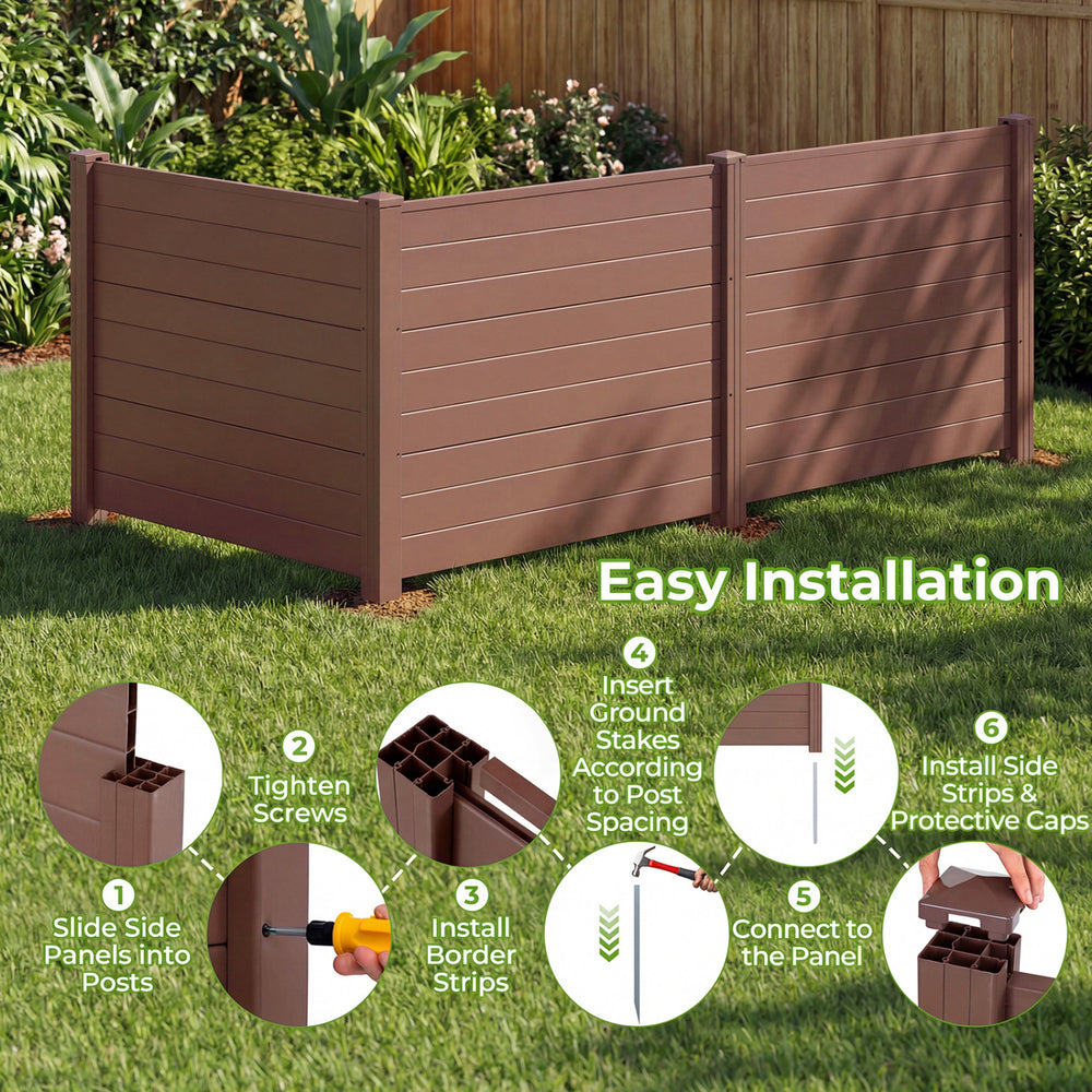 Brown 48 x 38 inches outdoor privacy fence panels with easy installation for air conditioner or pet enclosure use.