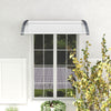 Gray 48 x 40 inch outdoor window awning with curved design, durable PC sheet, ideal for porch or patio protection.