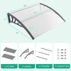 Outdoor gray door awning measuring 48 x 40 inches, featuring durable PC sheets and ABS brackets for reliable weather.