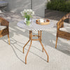 27.5-inch outdoor bistro table with a durable metal frame and adjustable foot pads, perfect for patio or garden use.
