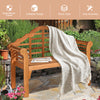 Eucalyptus wood outdoor folding bench with backrest and armrest, perfect for patio or garden seating.