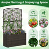 49-inch raised garden bed with trellis and wicker planter box in brown, ideal for flowers and climbing plants.