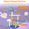 49-inch tall cat tree featuring a UFO top perch, space capsule, and sisal scratching posts for playful feline fun.