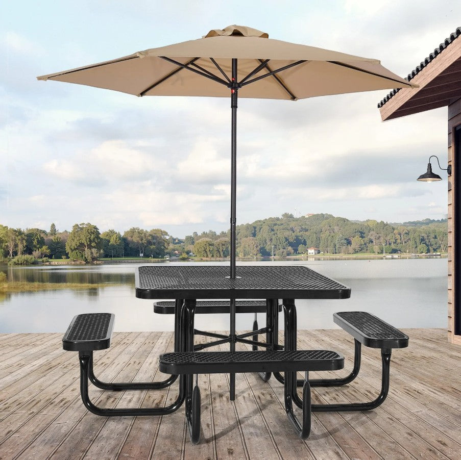 Vevor Outdoor Steel Picnic Table Set Weather-Resistant Square Patio Dining Furniture New
