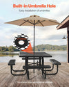 Vevor Outdoor Steel Picnic Table Set Weather-Resistant Square Patio Dining Furniture New