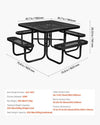 Vevor Outdoor Steel Picnic Table Set Weather-Resistant Square Patio Dining Furniture New