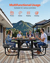 Vevor Picnic Table Outdoor Steel Frame with Umbrella Hole Seats 6-8 People Weather-Resistant New