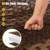 Close-up of 4D air fiber cushion showcasing waterproof and anti-deform features for the patio rattan coffee table set.