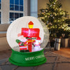 4 feet Christmas inflatable snow globe featuring Santa, snowman, and road sign, illuminated for festive indoor or.