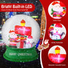 4 feet Christmas inflatable snow globe featuring Santa Claus and snowman, illuminated with bright LED lights for.