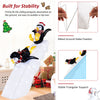 4 feet Christmas penguin decor with snowy slide, featuring 130 LED lights and stable triangular support for outdoor use.