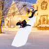 4 feet Christmas penguin decor on a snowy slide with 130 LED lights, perfect for outdoor holiday decoration.