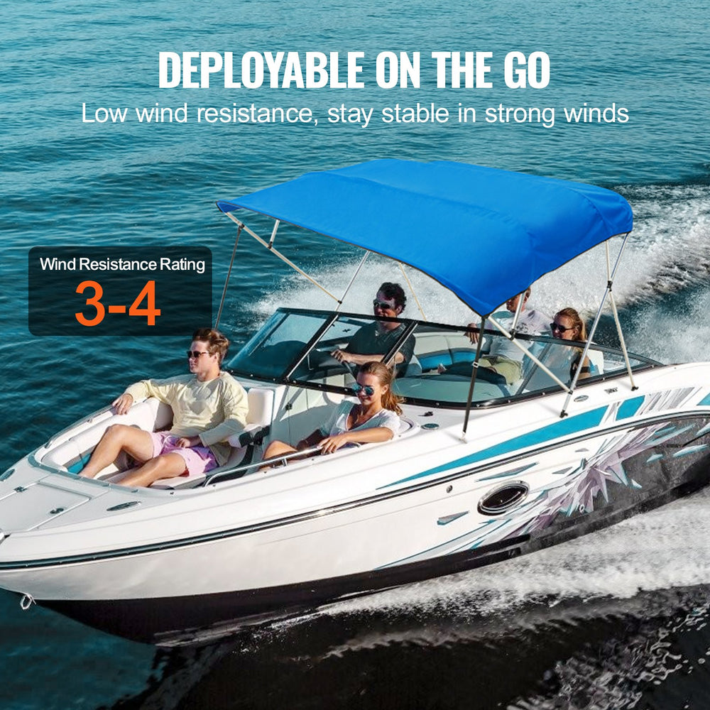 Vevor 4-Bow Bimini Top Boat Cover 900D Polyester Canopy 8' x 91"-96" x 54" Aluminum Frame Waterproof New