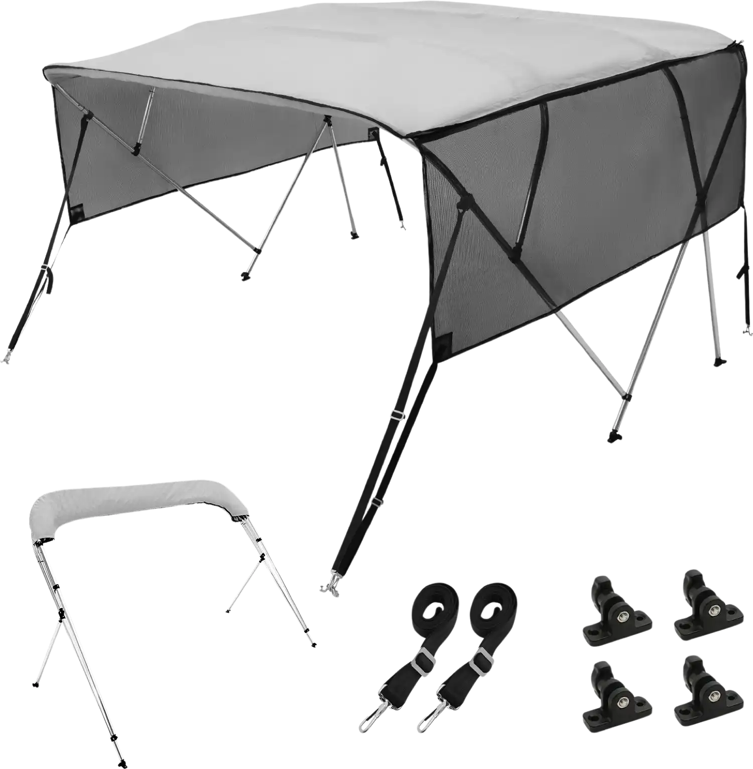 Vevor 4 Bow Bimini Top Boat Cover with Mesh Sidewalls 8'L x 54