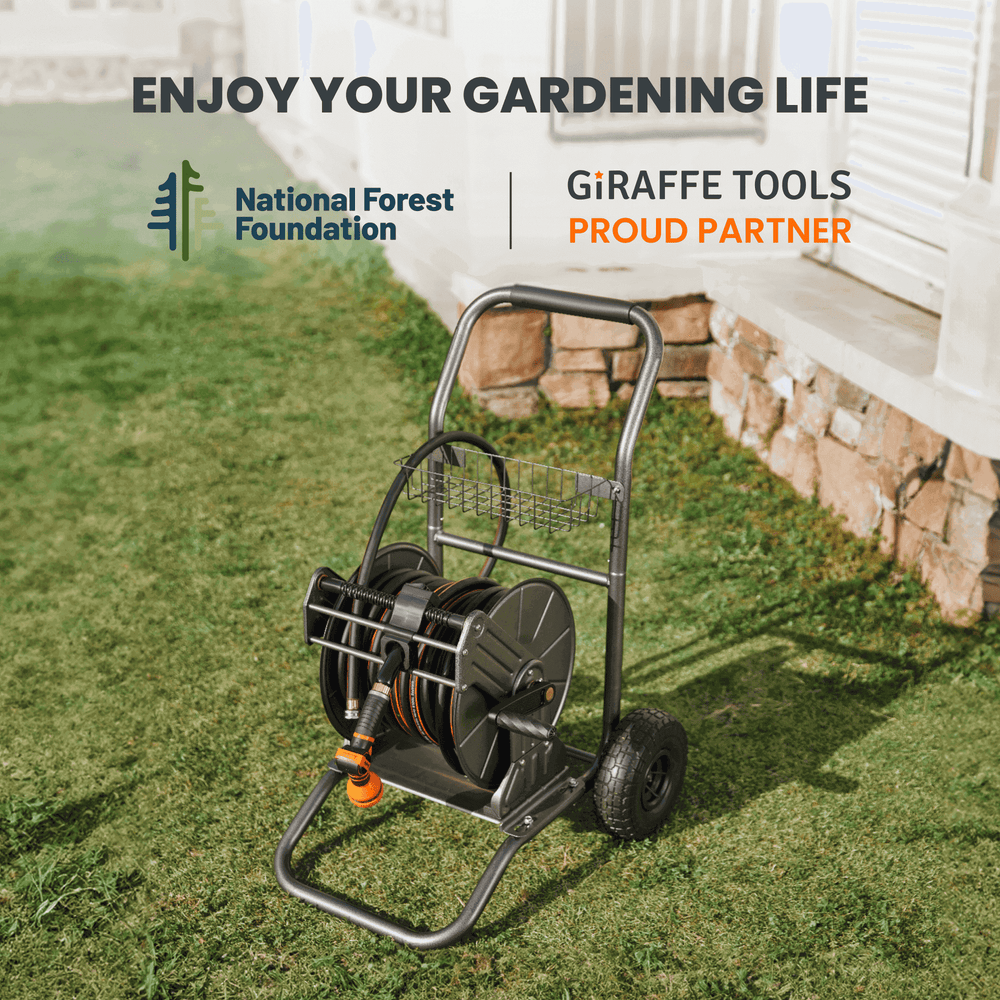 Giraffe Tools SW-8C Garden Hose Reel Cart 2 Wheels Stainless Steel Heavy Duty New