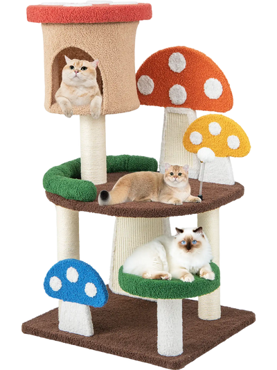Costway 4-In-1 Mushroom Cat Tree Condo Sisal Posts 94768321 New
