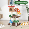 Multi-layer mushroom cat tree with condo, spring ball, and sisal posts for fun and exercise in multicolor design.