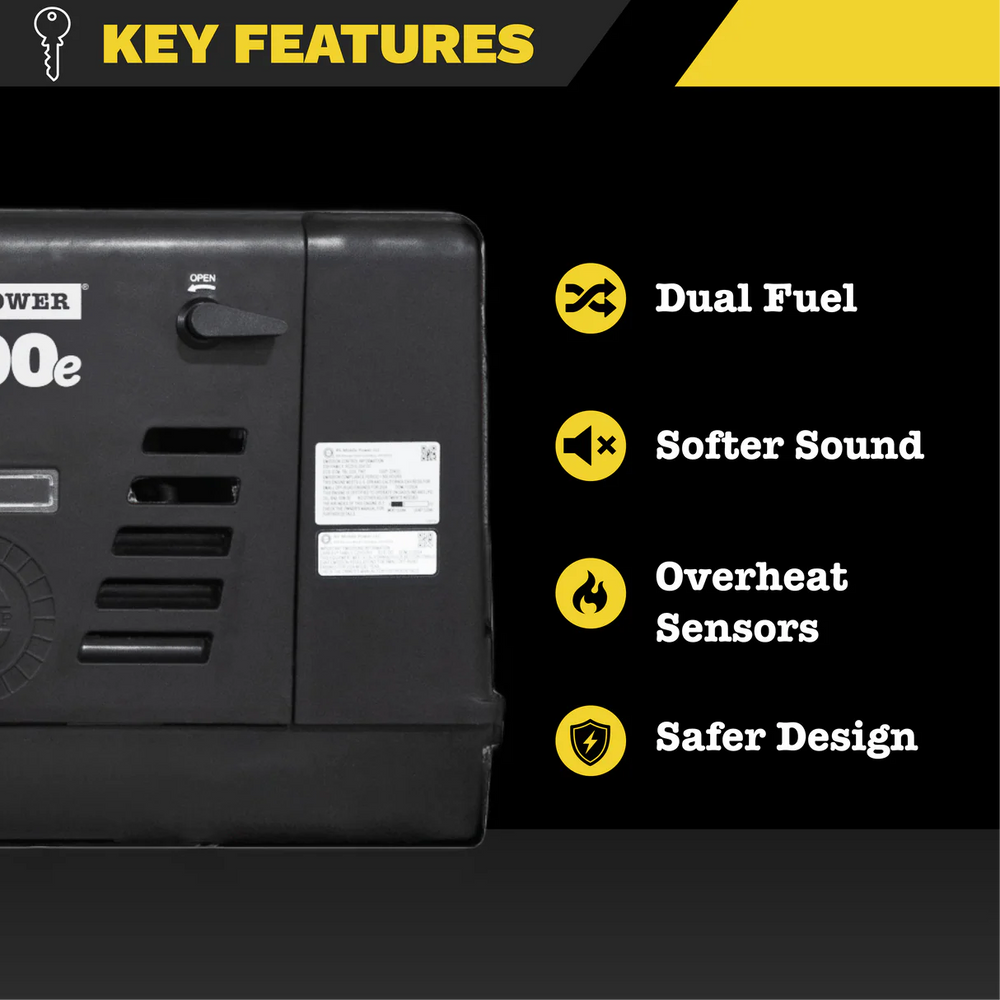 RVMP Flex Power 5500e RV Generator EFI 5.5kW Dual Fuel Single Phase 125V 302cc OHV Air Cooled Gas or Propane CARB New