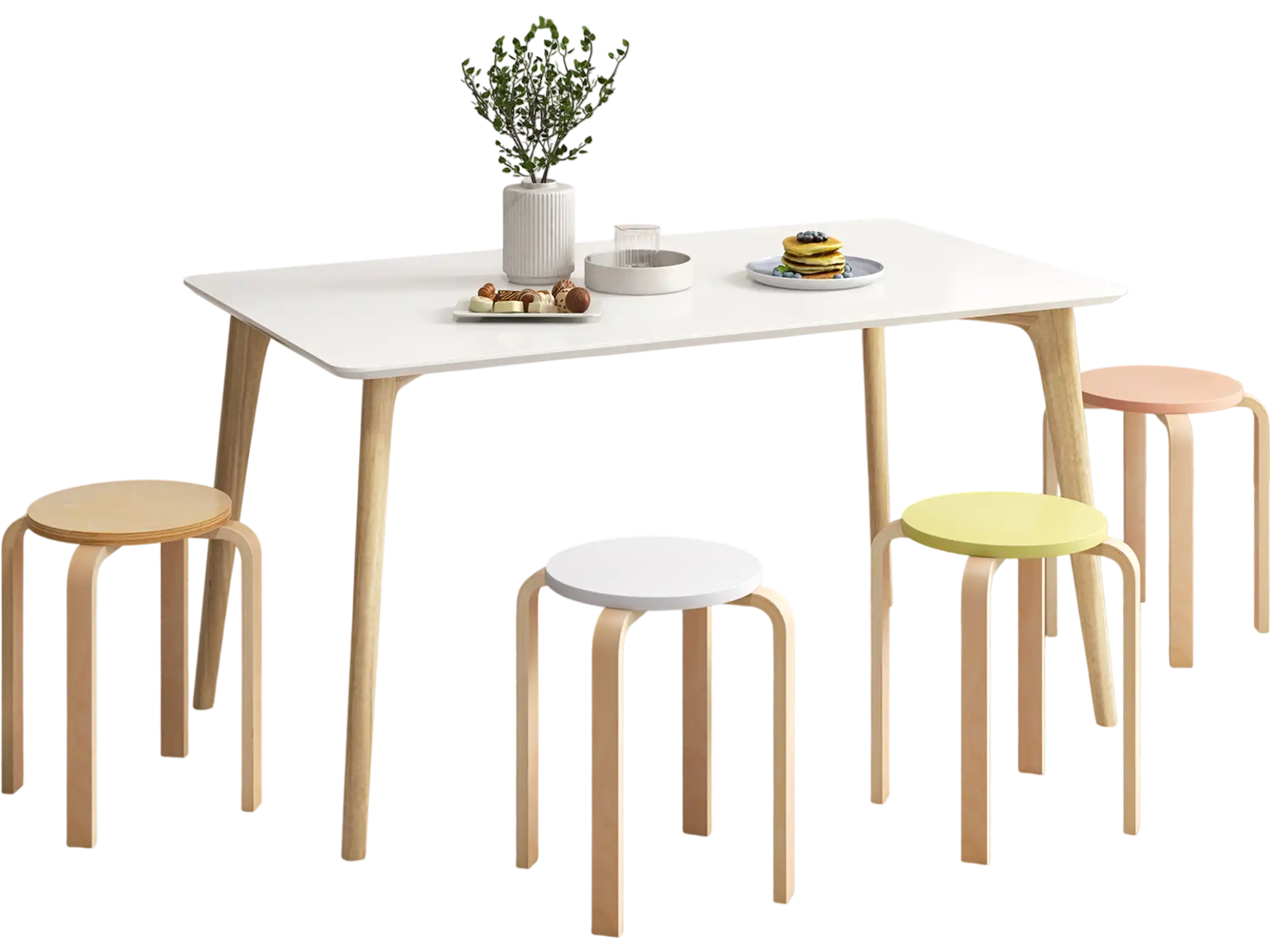 Costway Set of 4 Bentwood Stackable Dining Bar Stools Round Top Multicolor 69432781 New