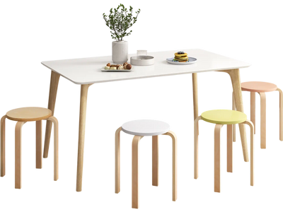 Costway Set of 4 Bentwood Stackable Dining Bar Stools Round Top Multicolor 69432781 New