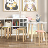 Multicolor set of 4 bentwood stackable stools with round tops, ideal for kids' room activities and space-saving storage.