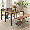 4 Pieces Rustic Dining Table Set with 2 Chairs and Bench-Brown - Gallery View 1 of 8