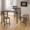 Rustic 4-piece dining table set with brown MDF tabletop, featuring 2 chairs and a bench for space-saving dining.