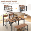 Rustic dining table set featuring a table, 2 chairs, and a bench in brown, ideal for space-saving dining solutions.