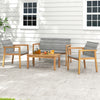 4-piece patio furniture set featuring a loveseat and single chairs in solid acacia wood and hand-woven PE rattan for.