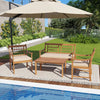4 Piece Wood Patio Furniture with Armchairs Loveseat and Coffee Table-Off White - Gallery View 1 of 10