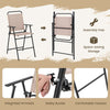 Folding chair with integrated armrests and safety buckle, featuring beige quick-drying fabric for outdoor bar set.