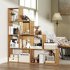 4-Tier Bookshelf Stair Bookcase with 6 Cubes Display Rack-Natural - Gallery View 1 of 9