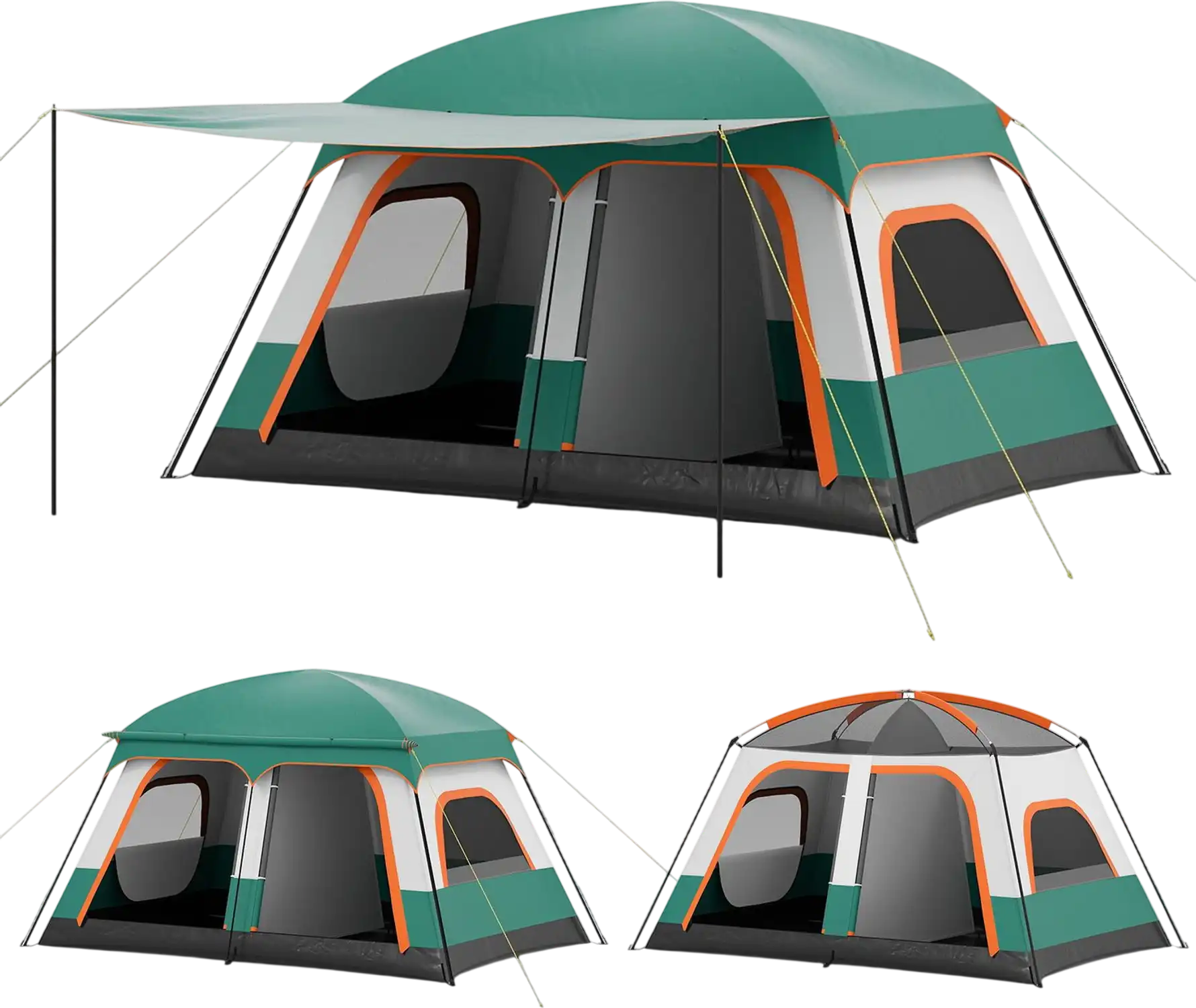 Costway 2-Room 4-10 Person Camping Tent w/ Porch Green 95797395 New