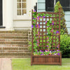 Solid wood planter box with trellis, featuring climbing plants, ideal for garden or patio decor.