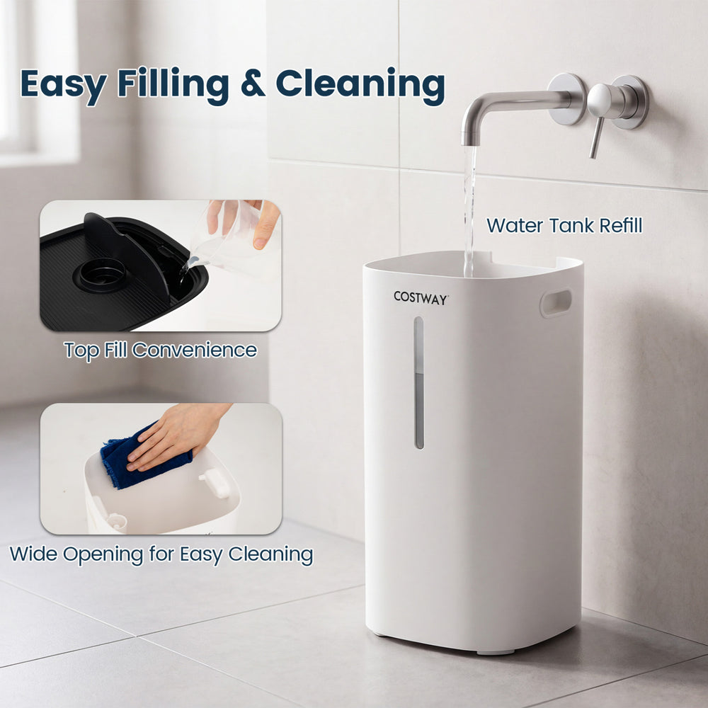 Top fill 4.2 gal cool mist humidifier with wide opening for easy cleaning and water tank refill, ideal for large rooms.