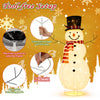 Lighted 4.2 ft Christmas snowman decoration with 120 LED lights, featuring a tool-free setup for easy indoor and outdoor use.