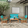 4 Pieces Patio Solid Wood Furniture Set-Blue - Gallery View 1 of 11