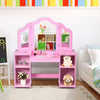 Kids Tri Folding Mirror Makeup Dressing Vanity Table Set-Pink - Gallery View 1 of 11