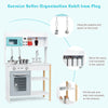 Kids kitchen cooking play set with stove, oven, and sink for imaginative play and organization skills development.