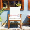 Outdoor acacia wood rocking chair with detachable cushions, featuring a rustic teak color, perfect for patio relaxation.