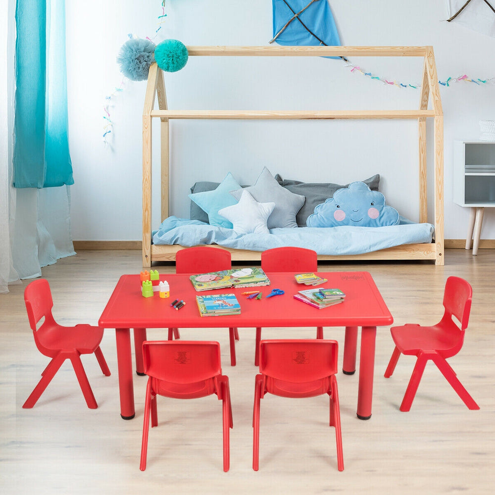 Kids Plastic Rectangular Learn and Play Table-Red - Gallery View 1 of 12