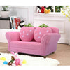 Kids strawberry armrest chair sofa in pink featuring storage arms and soft coral fleece, ideal for children's.
