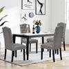 Tufted upholstered dining chairs in gray with rubberwood legs, perfect for home or café use, providing comfort and.