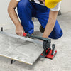 Manual tile cutter with sharp tungsten carbide blade, ergonomic handle, and adjustable side brackets for precise.