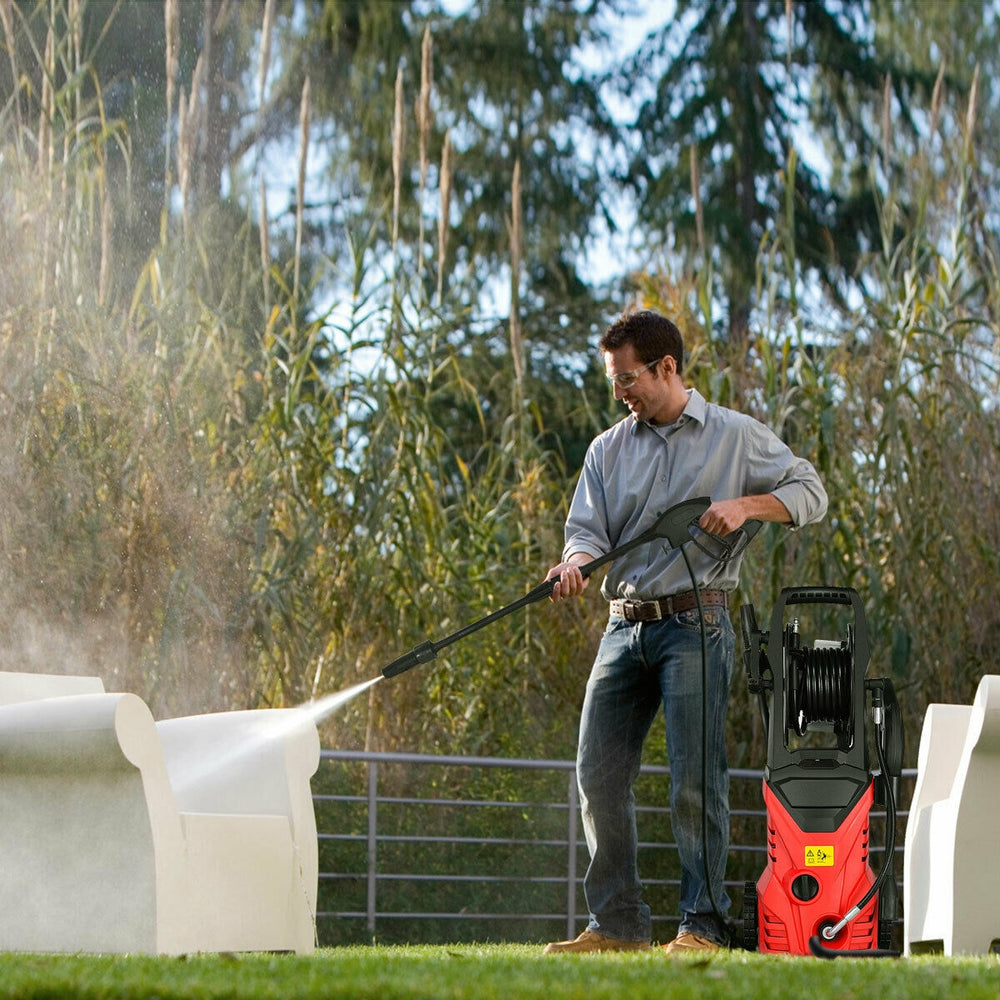 1800W 2030PSI Electric Pressure Washer Cleaner with Hose Reel-Red - Gallery View 1 of 11