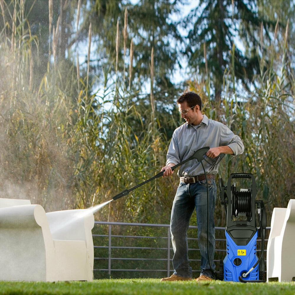 1800W 2030PSI Electric Pressure Washer Cleaner with Hose Reel-Blue - Gallery View 1 of 11
