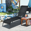 Adjustable black patio chaise lounge chair with five backrest positions, perfect for poolside relaxation.