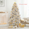 7.5 ft hinged unlit artificial silver tinsel Christmas tree with 1258 branch tips, perfect for indoor and outdoor.