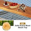 Acacia wood dining bench top with a natural finish, perfect for outdoor use and easy to clean.